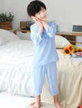 Unisex Blue Cotton Pyjamas Short Sleeve Kids Sleepwear