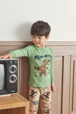 Boys Dinosaur Green & Beige Pyjama Set (18mths-9yrs)