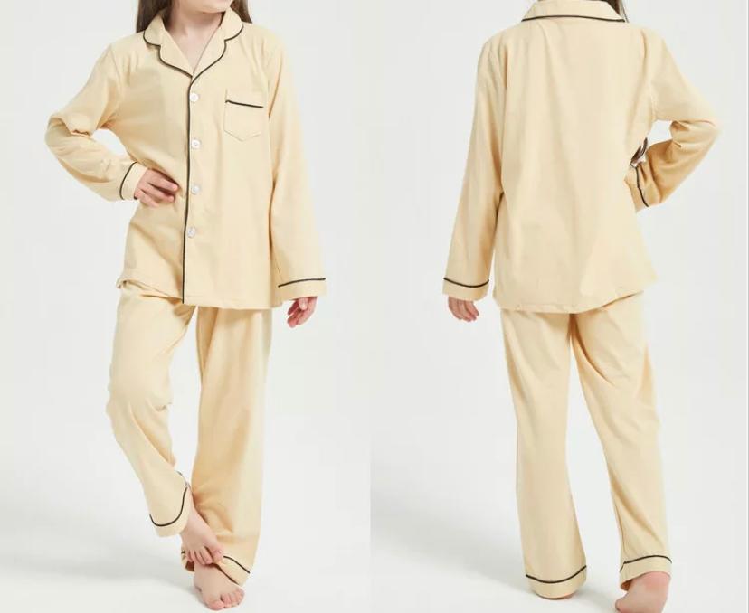 Girls Cream Long Sleeve Button Pyjamas (3yrs-11yrs)