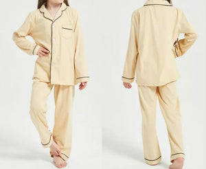 Girls Cream Long Sleeve Button Pyjamas (3yrs-11yrs)
