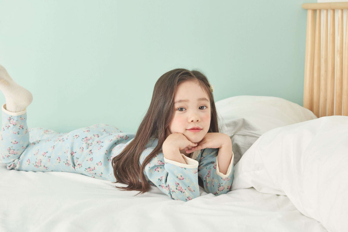 Girls Baby Blue Flower Girl Pyjama Set (18mths-5yrs)