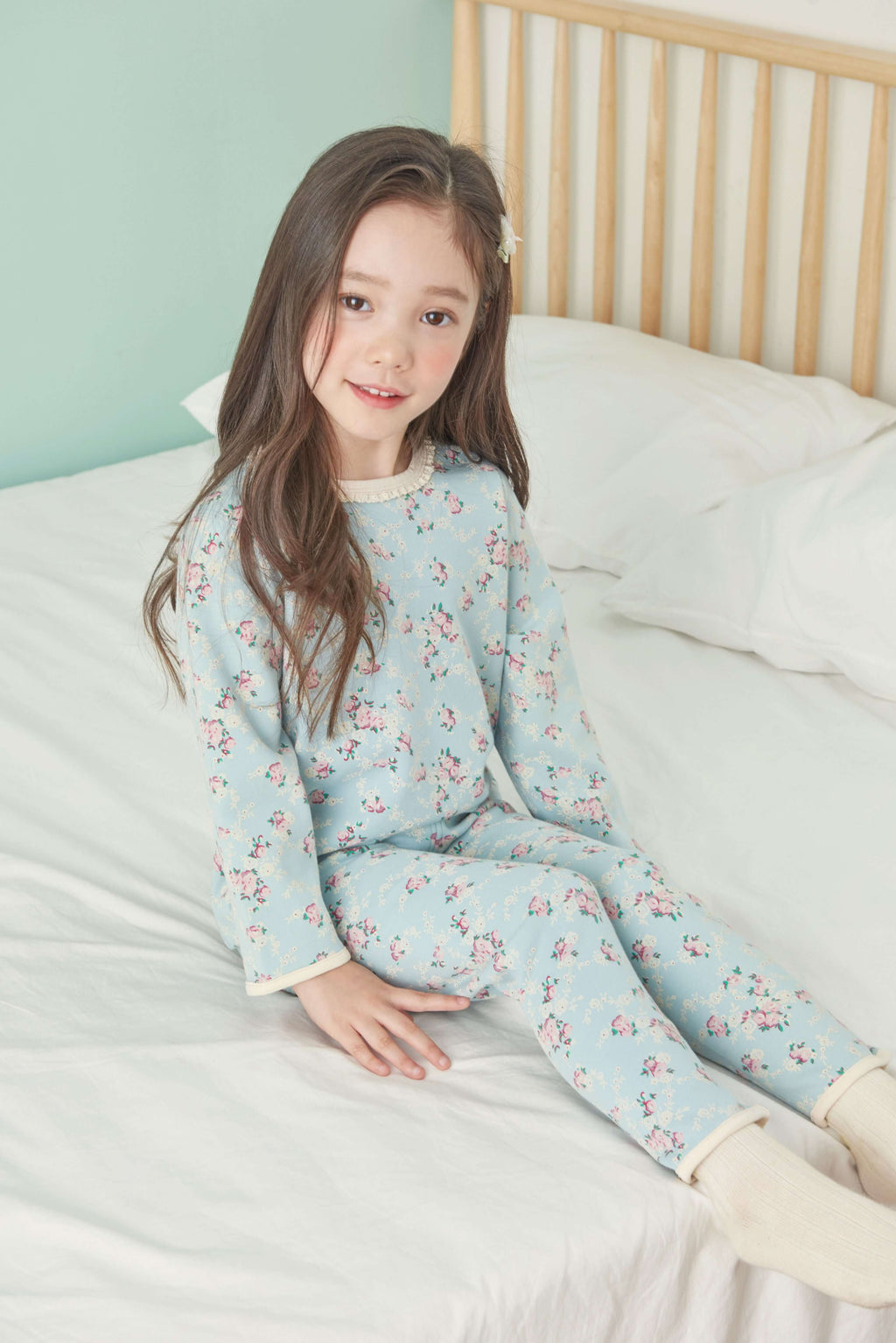 Girls Baby Blue Flower Girl Pyjama Set (18mths-5yrs)