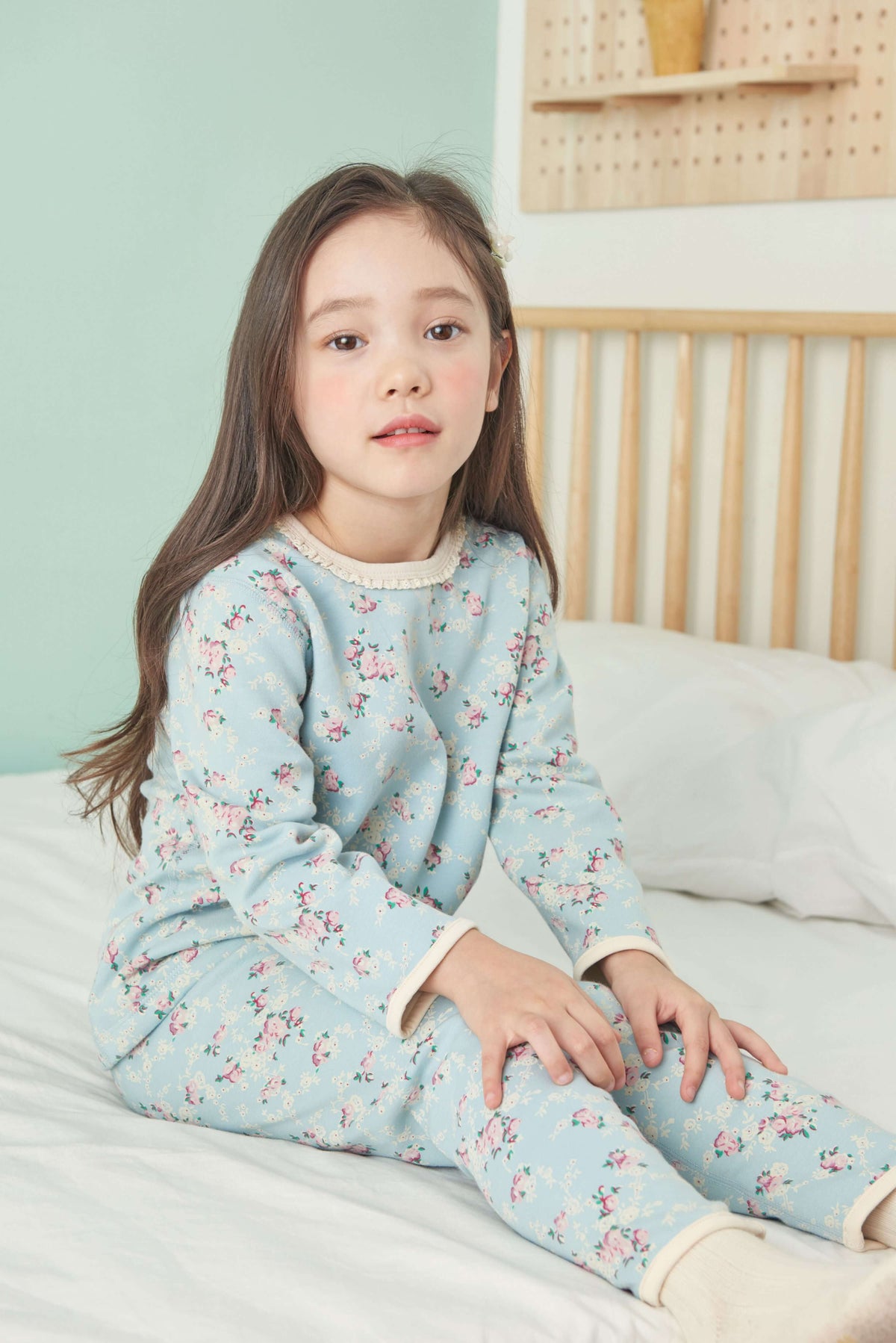 Girls Baby Blue Flower Girl Pyjama Set (18mths-5yrs)