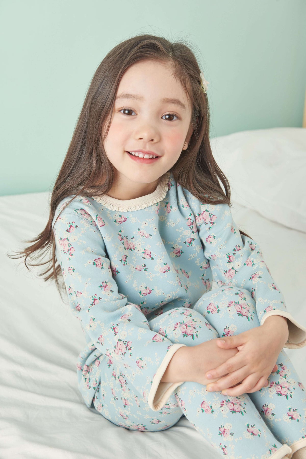 Girls Baby Blue Flower Girl Pyjama Set (18mths-5yrs)