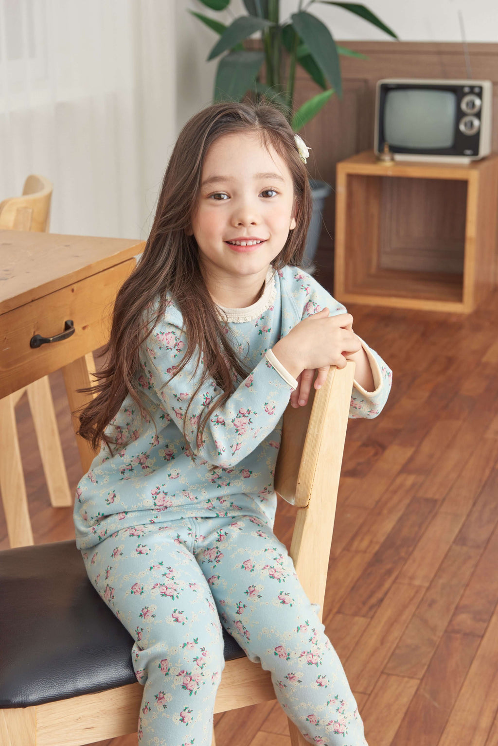 Girls Baby Blue Flower Girl Pyjama Set (18mths-5yrs)