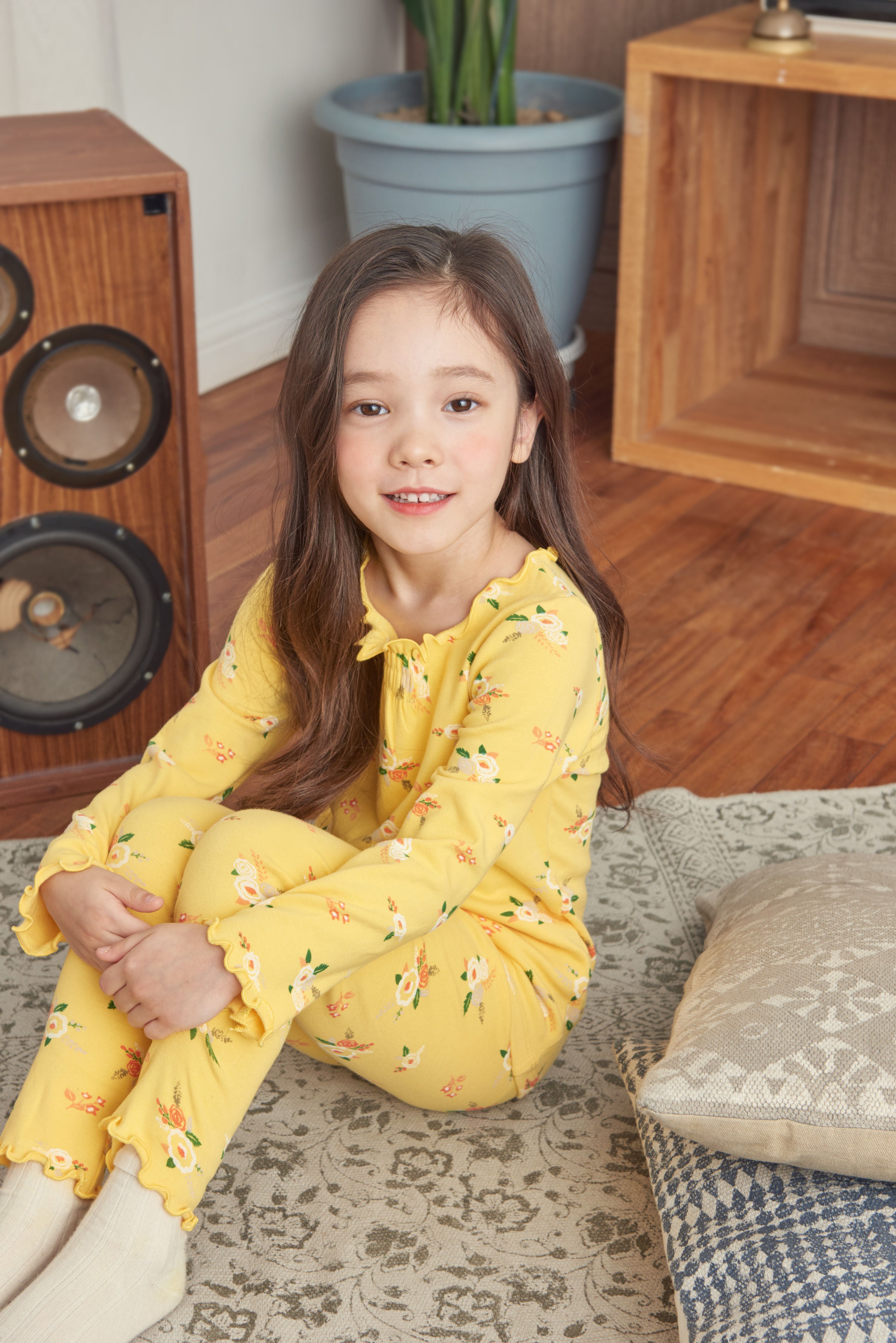 Girls Yellow Flowers Pyjama Set (18mths-4yrs)
