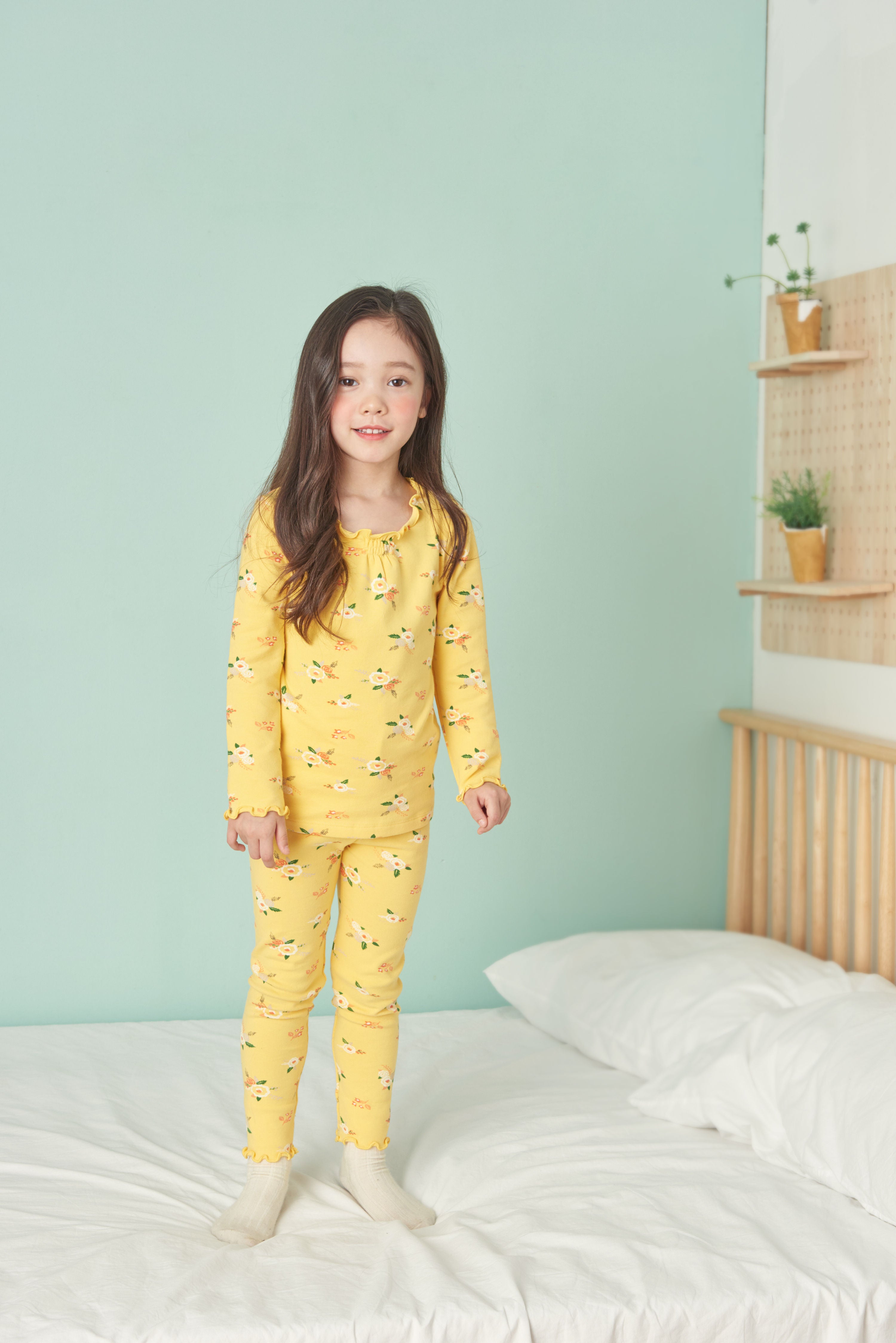 Girls Yellow Flowers Pyjama Set (18mths-4yrs)
