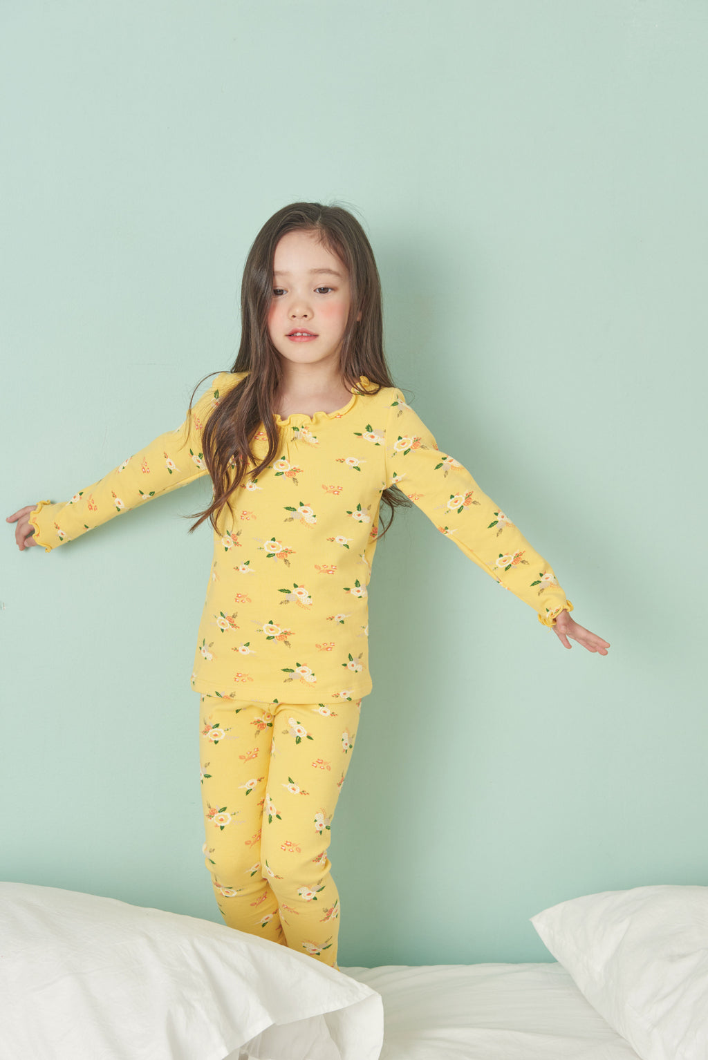 Girls Yellow Flowers Pyjama Set (18mths-4yrs)