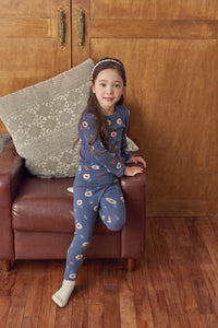 Girls Blue Sunflower Pyjamas Set (18mths-5yrs)