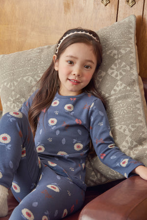 Girls Blue Sunflower Pyjamas Set (18mths-5yrs)