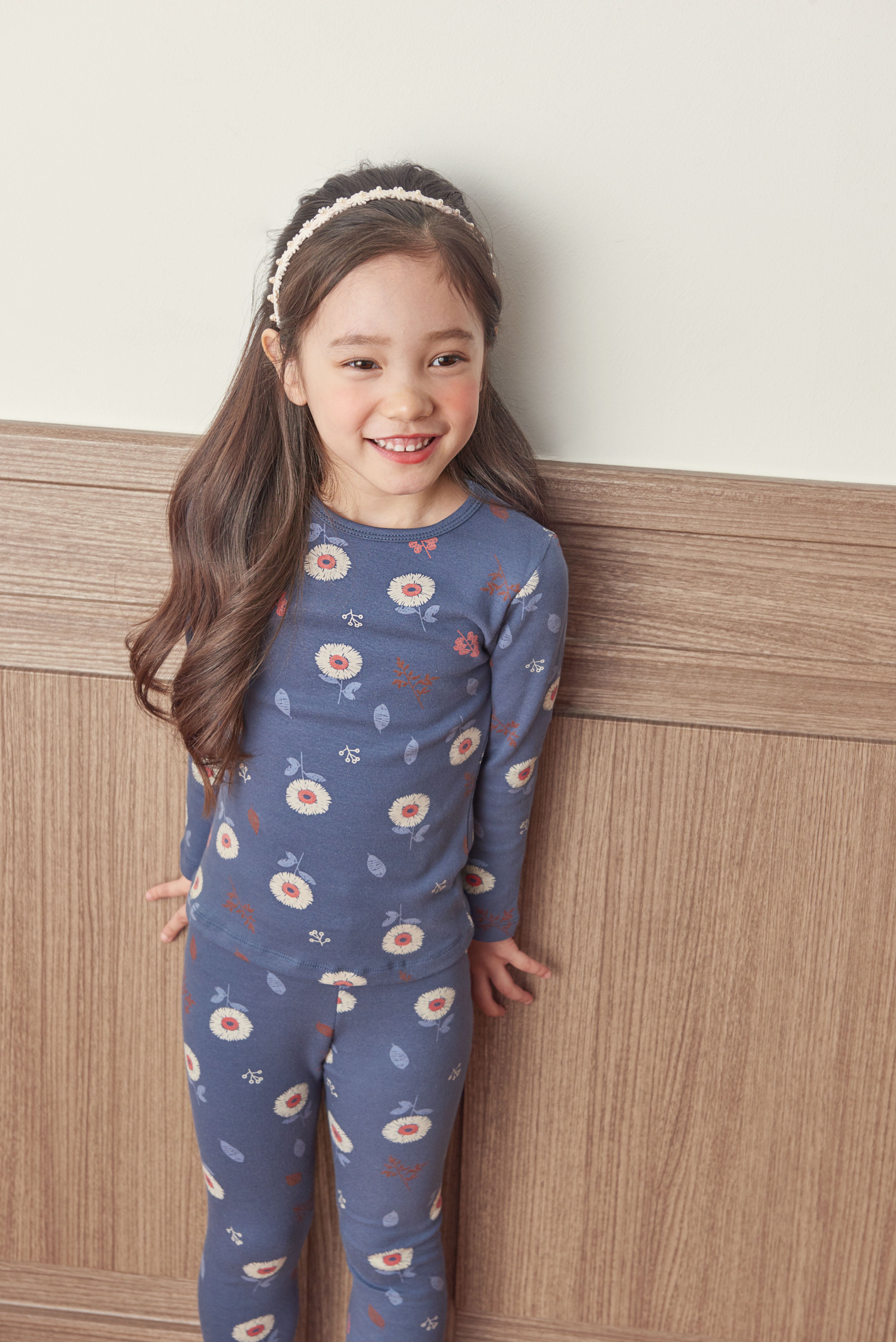 Girls Blue Sunflower Pyjamas Set (18mths-5yrs)