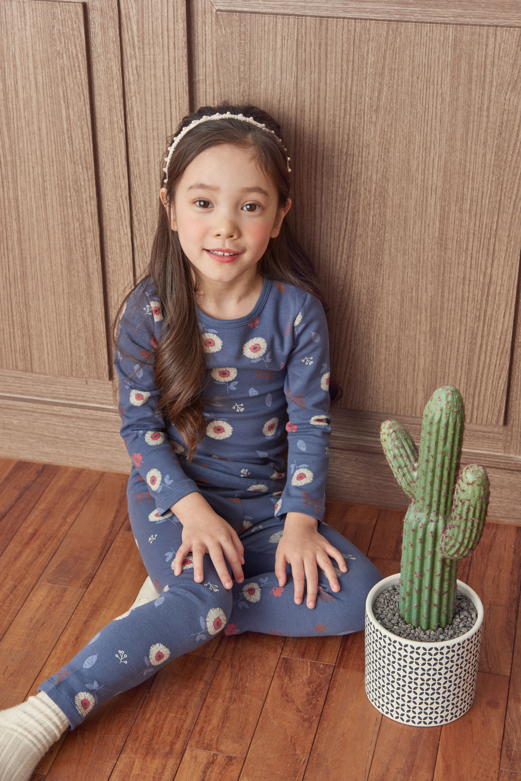 Girls Blue Sunflower Pyjamas Set (18mths-5yrs)