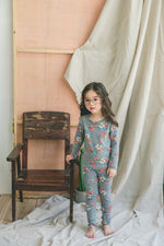 Girls Vibrant Grey Flower Pyjama Set (18mths-9yrs)