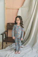 Girls Vibrant Grey Flower Pyjama Set (18mths-9yrs)
