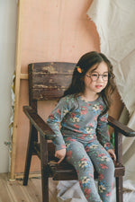 Girls Vibrant Grey Flower Pyjama Set (18mths-9yrs)