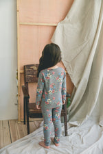 Girls Vibrant Grey Flower Pyjama Set (18mths-9yrs)