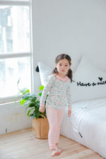 Girls Pink and White Flower Long Sleeved Pyjamas Set (18mths-9yrs)