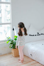 Girls Pink and White Flower Long Sleeved Pyjamas Set (18mths-9yrs)