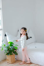 Girls Pink and White Flower Long Sleeved Pyjamas Set (18mths-9yrs)